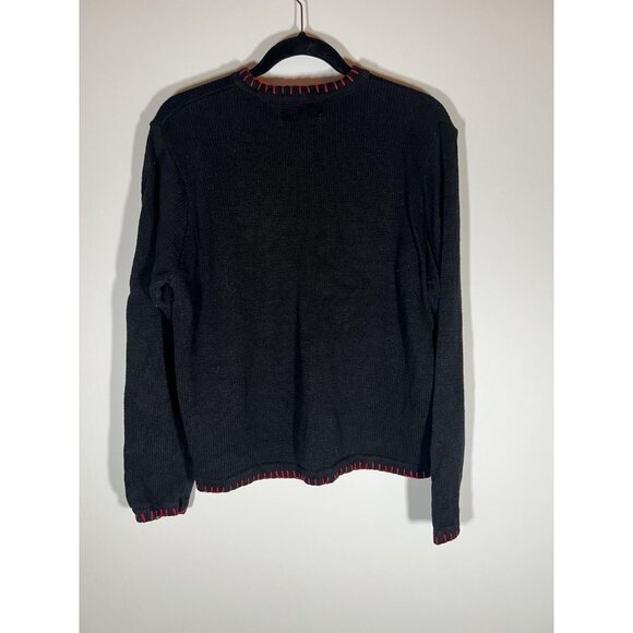 Vintage 80s Lemon Grass black embroidered embellished Christmas cardigan L - Picture 3 of 11